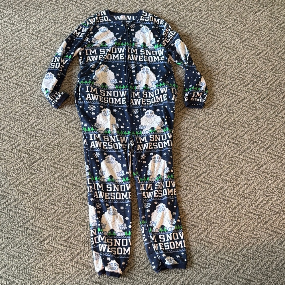 Adult Snow Awesome One Piece Pajama